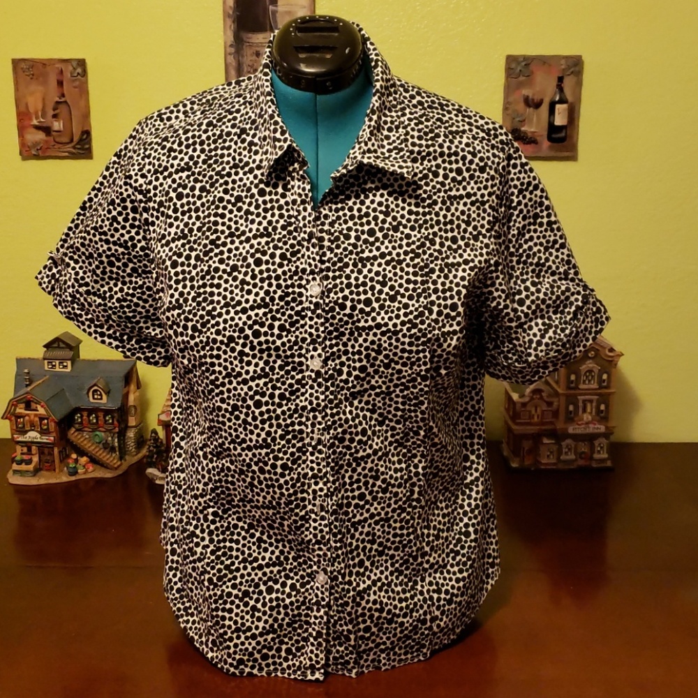 George Black & White Dotted Blouse